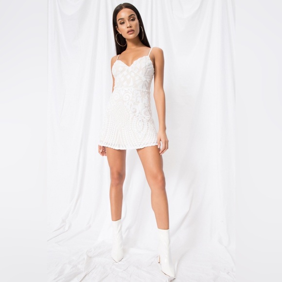 SUPERDOWN REVOLVE Tiff Mini Dress in White - Picture 7 of 8